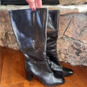 Born Black Leather Heeled Boots